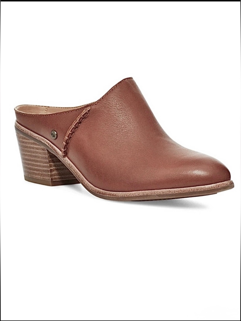 UGG Lovisa Block Heel Leather Mules Brown